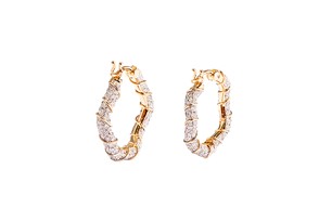 Yvonne Léon Twisted Créoles earrings in 18-karat gold with grey diamonds