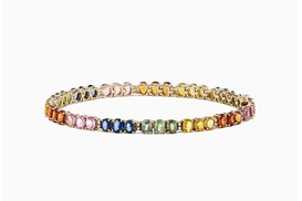 Effy Watercolors tennis bracelet set with multicolored sapphires and diamonds