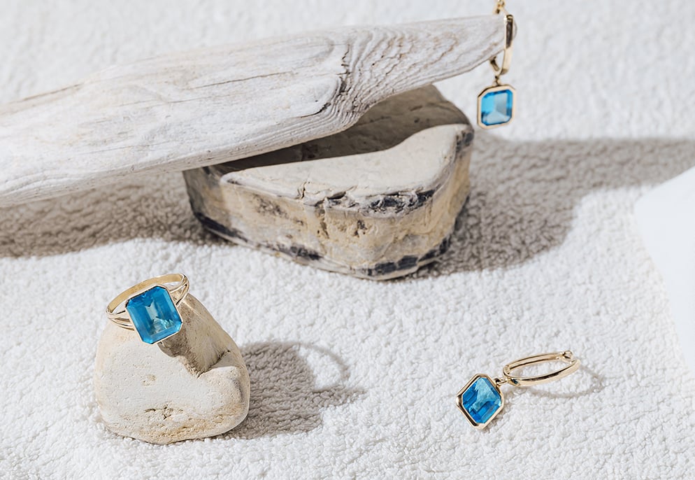 November Birthstone Guide for Retailers – Citrine & Topaz 5 Matching earrings featuring blue topaz gemstones set in gold rings image